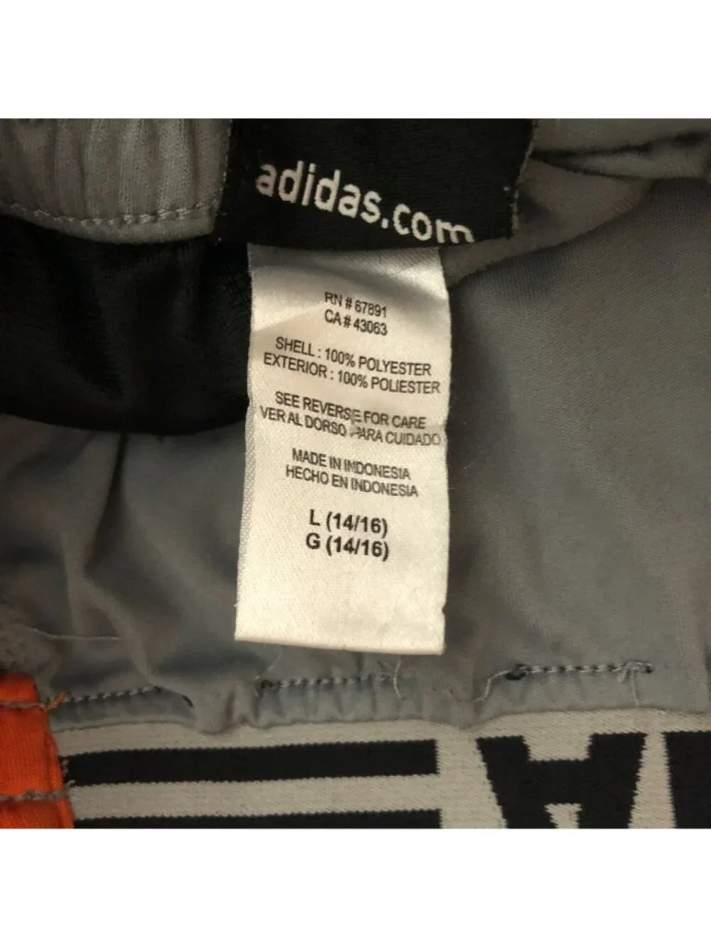 Adidas Gray & Orange Youth Boys Climalite Athletic Shorts Size L (14/16)